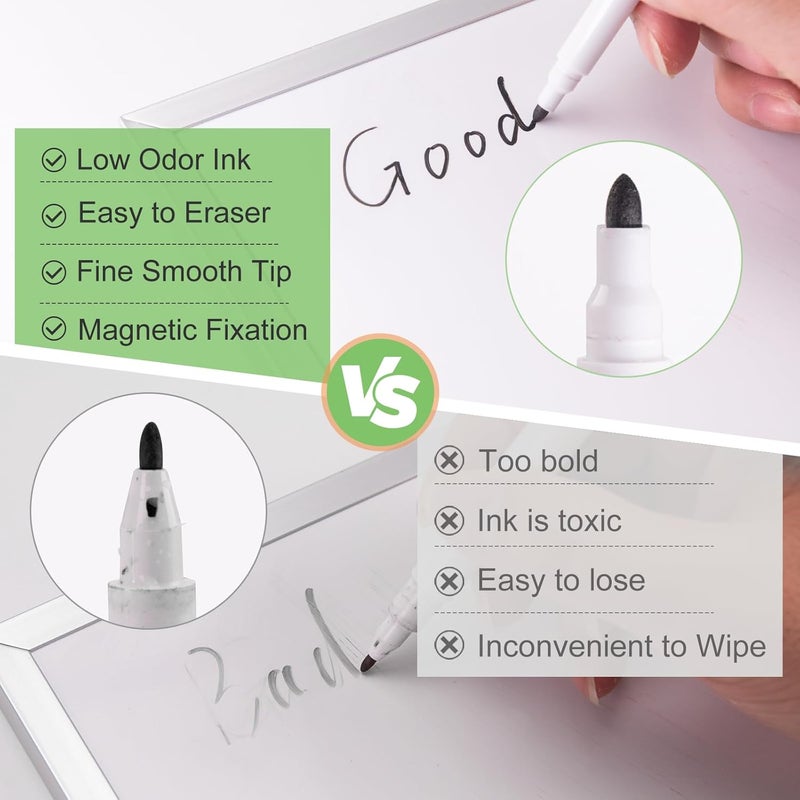 JEFURE 100 Pcs Black Magnetic Dry Erase Markers with Eraser Cap, White Board Mini Dry erase Markers Bulk, Fine Point Tip White Board Markers for Teachers Office School Supplies - Image 3